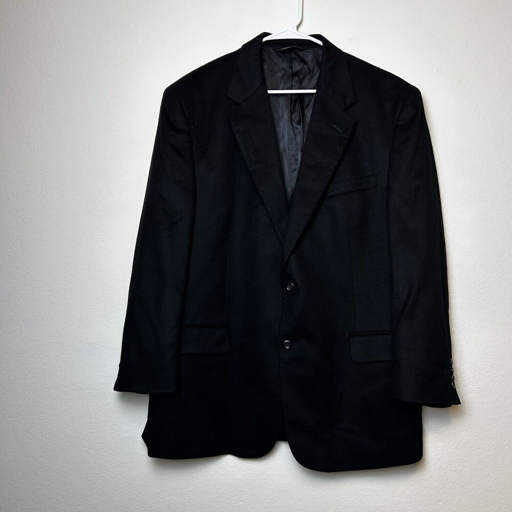 Jos A Bank Cashmere Sport Coat Men’s 46R Black 2B Blazer Jacket Preppy Old Money
